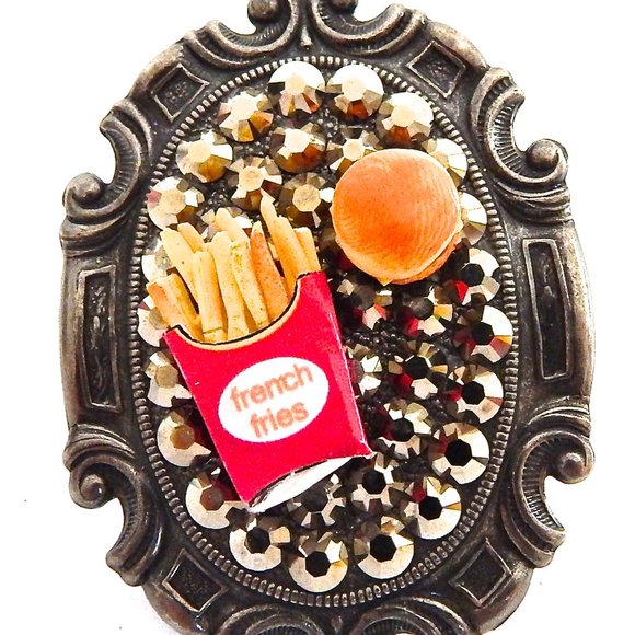 CHEESEBURGER & FRIES SWAROVSKI RHINESTONE RING